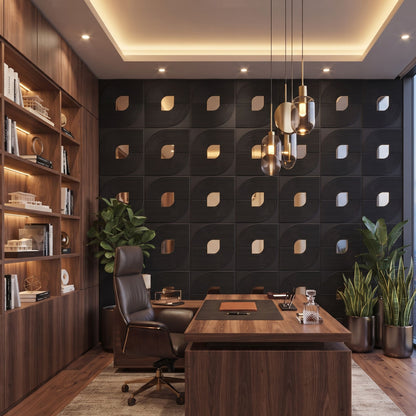Black - Gold Self Adhesive PVC wall Panels Curve Line Design
