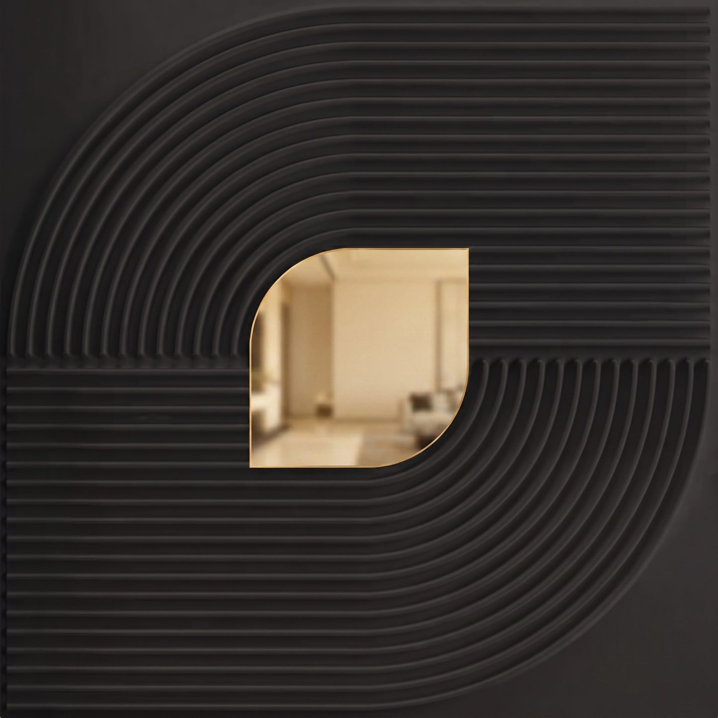 Black - Gold Self Adhesive PVC wall Panels Curve Line Design
