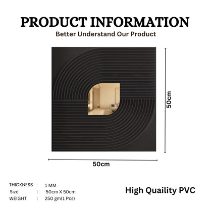 Black - Gold Self Adhesive PVC wall Panels Curve Line Design
