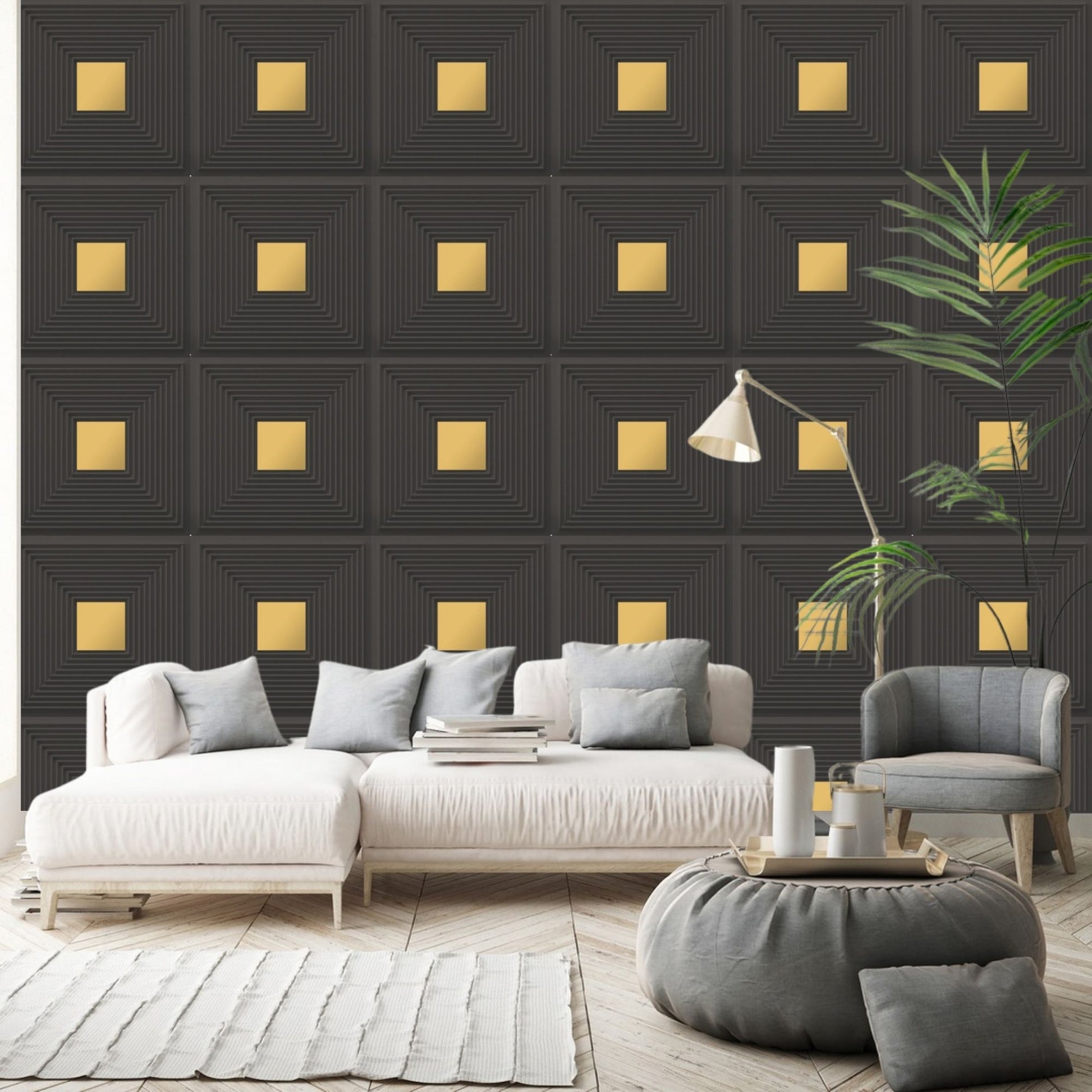 Black - Gold Self Adhesive Panels Line Design