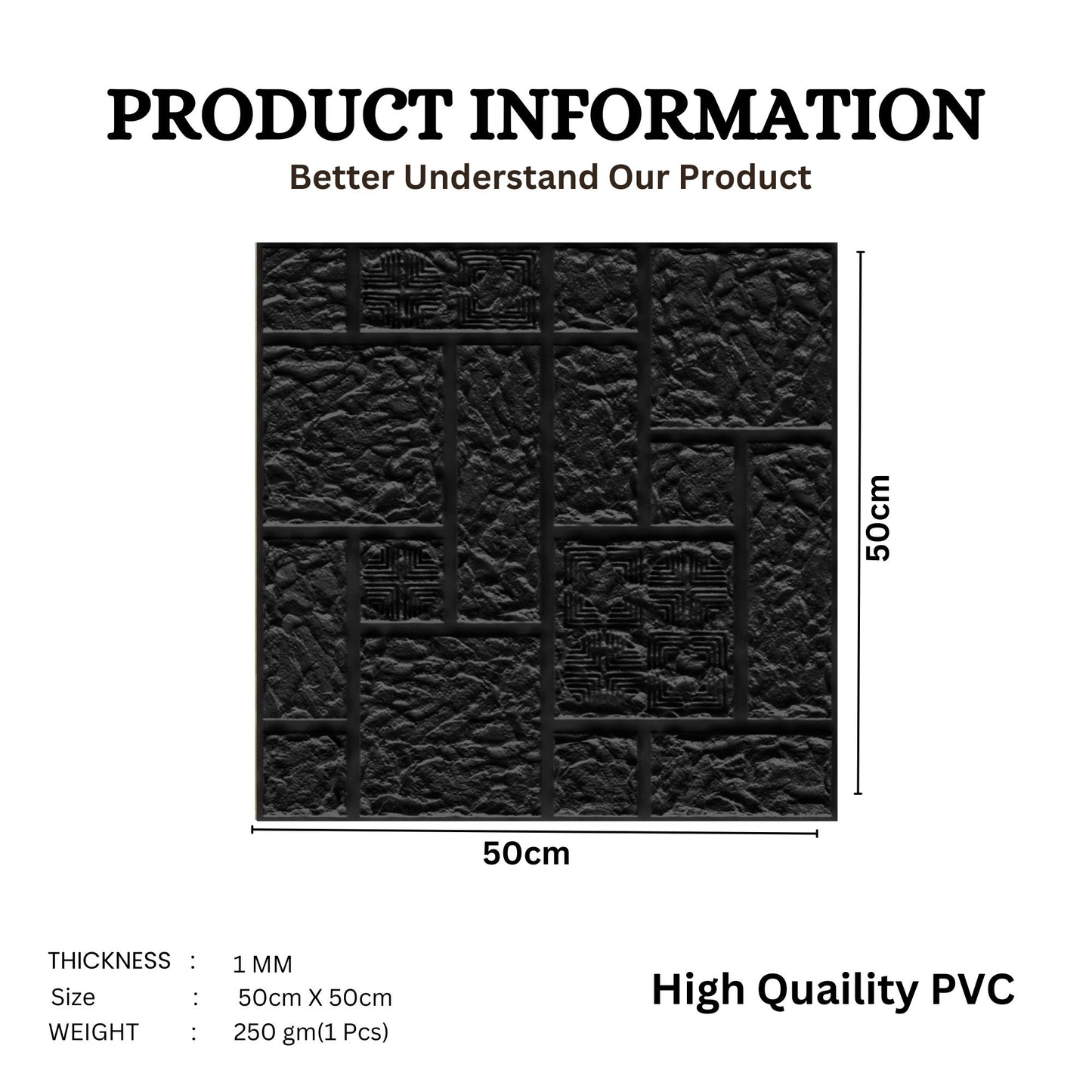 3D Self Adhesive Wall Panel - Abstract Design 50 x 50 cm