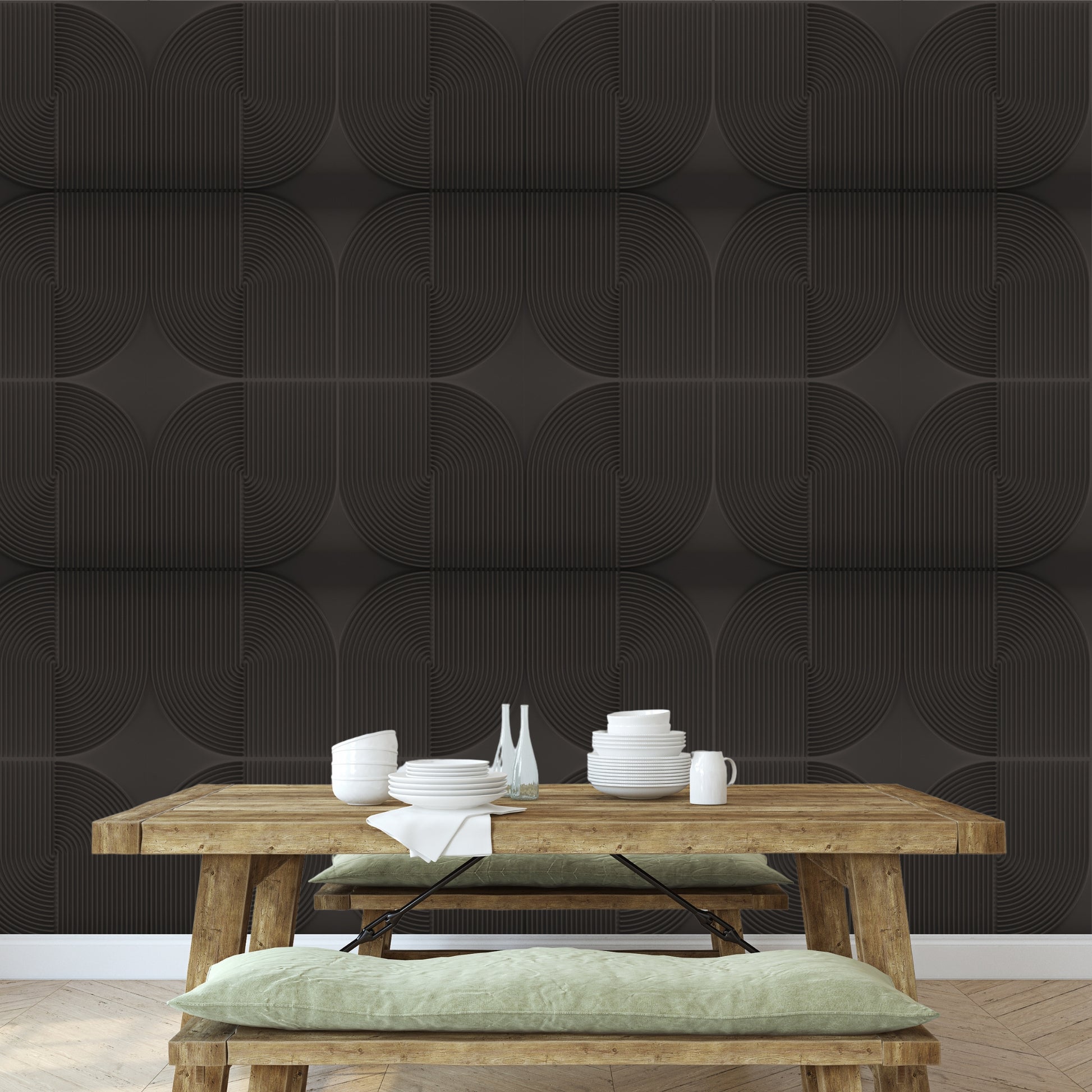 Black Self Adhesive Panels Circle Design