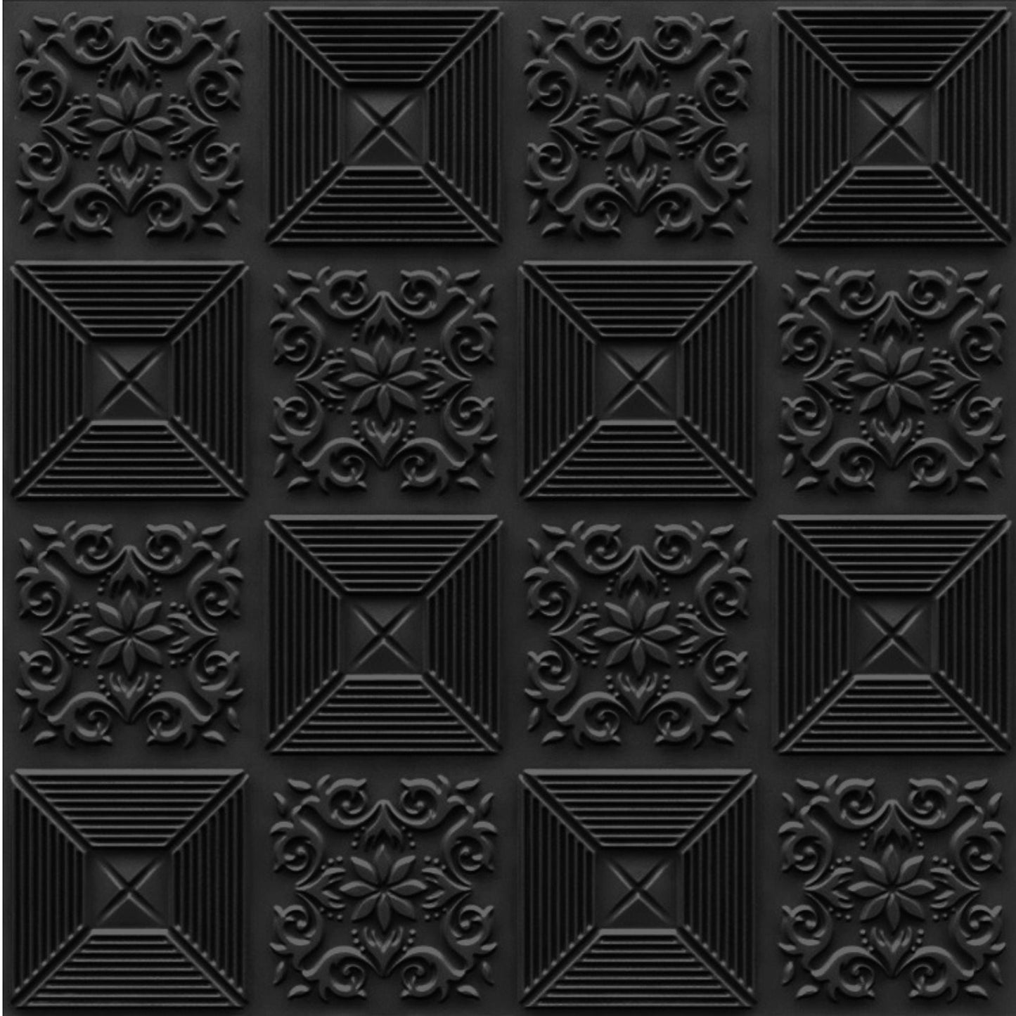 Black Self Adhesive Wall Panels Flower Design