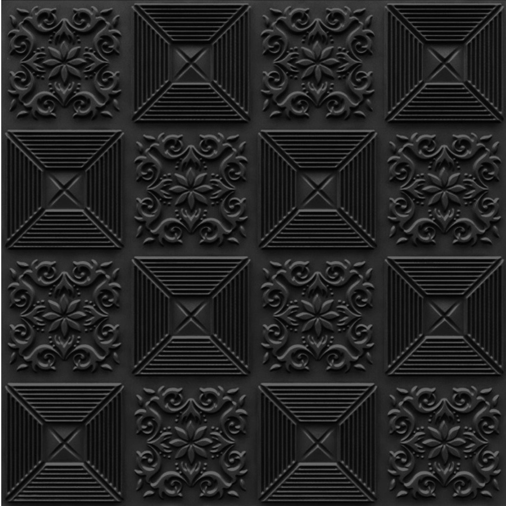 Black Self Adhesive Wall Panels Flower Design
