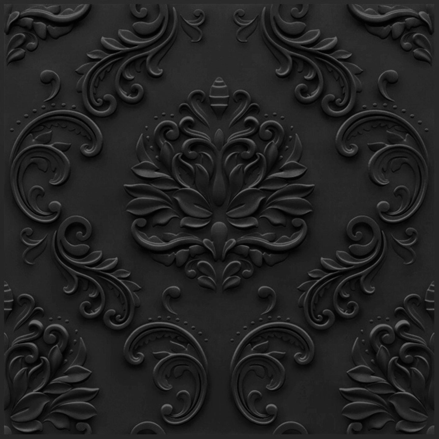 Classic Black Self Adhesive Panels Damask Design
