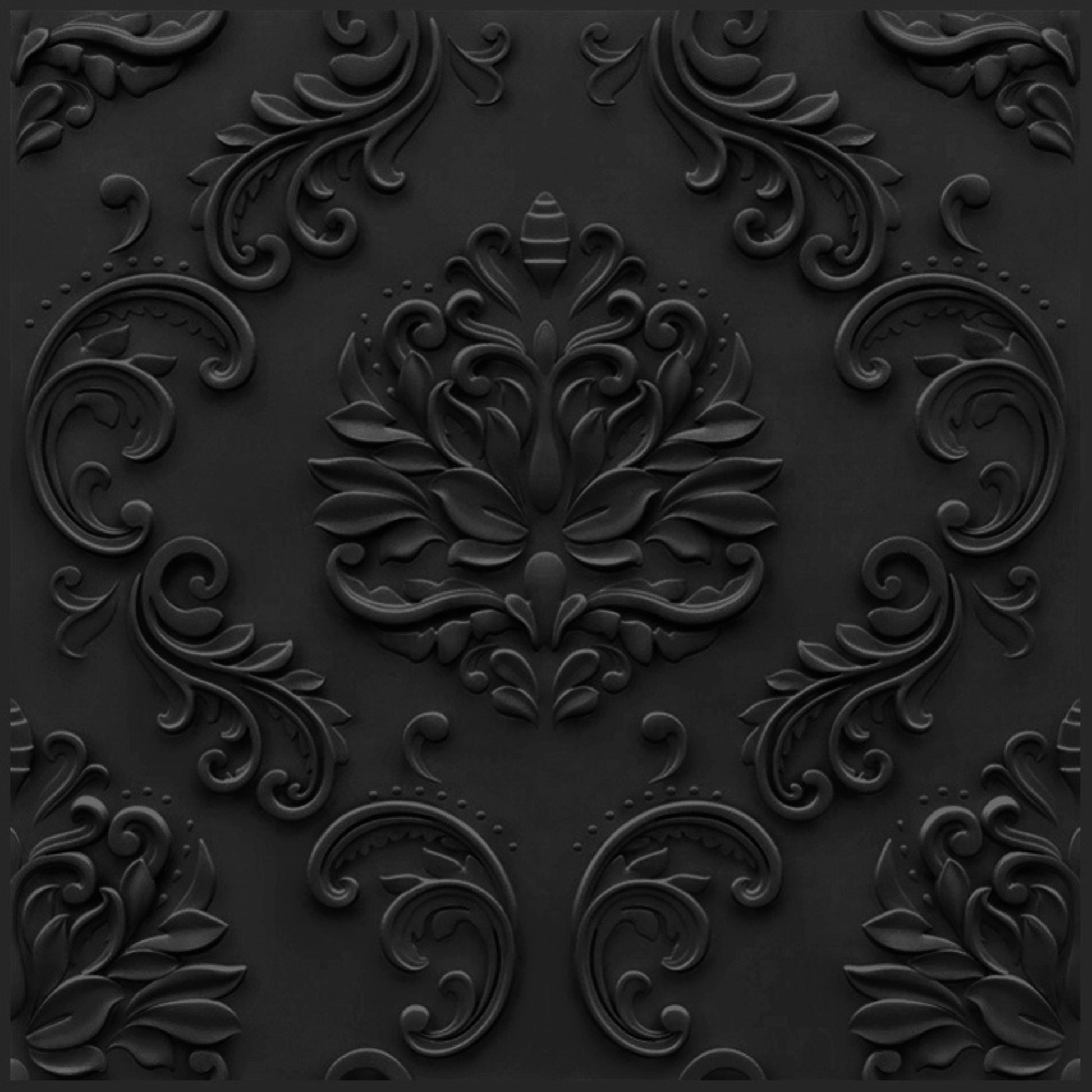 Classic Black Self Adhesive Panels Damask Design
