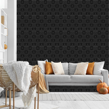 Black Self Adhesive Wall Panels Flower Design