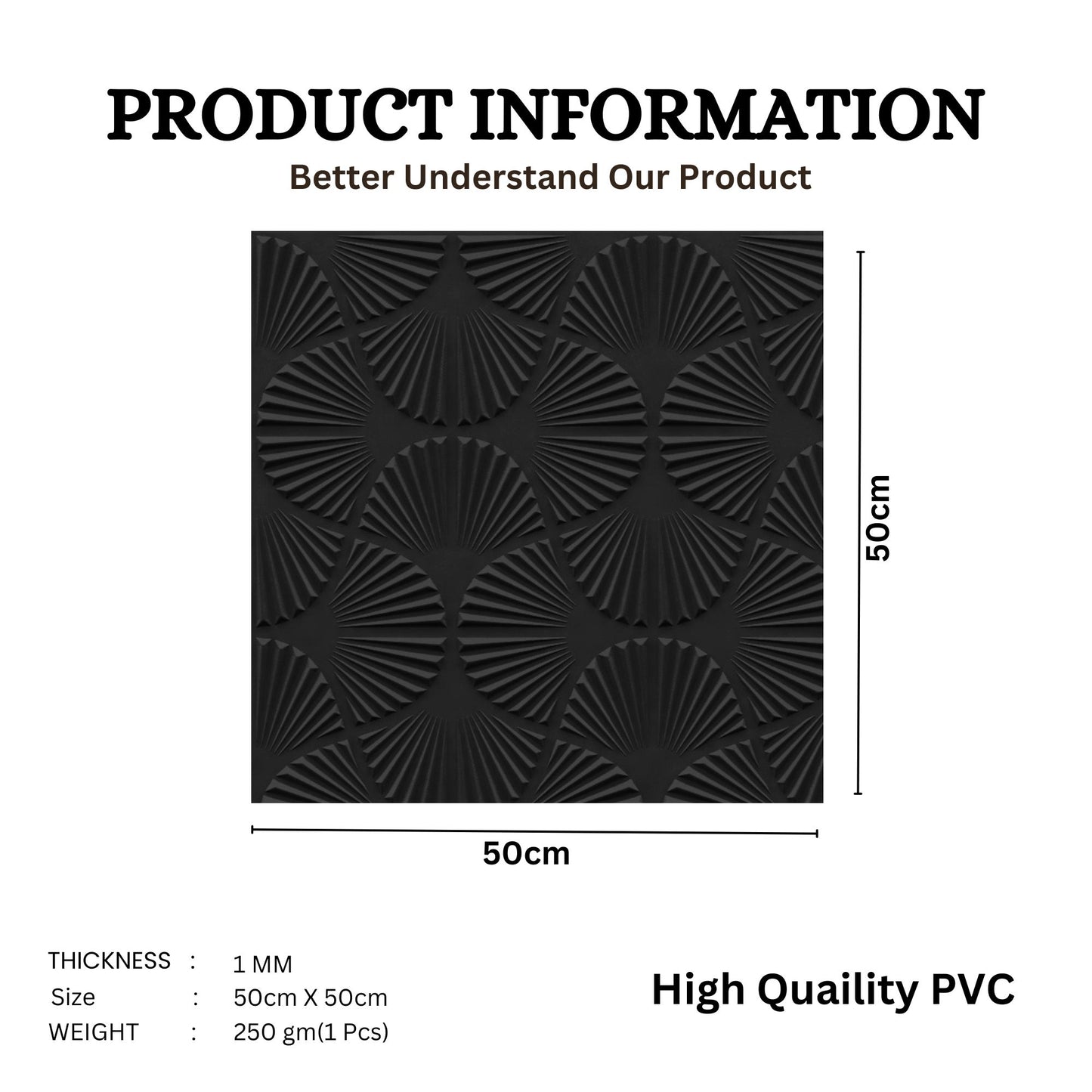 Matt Black Self Adhesive Panels Hand Fan Design