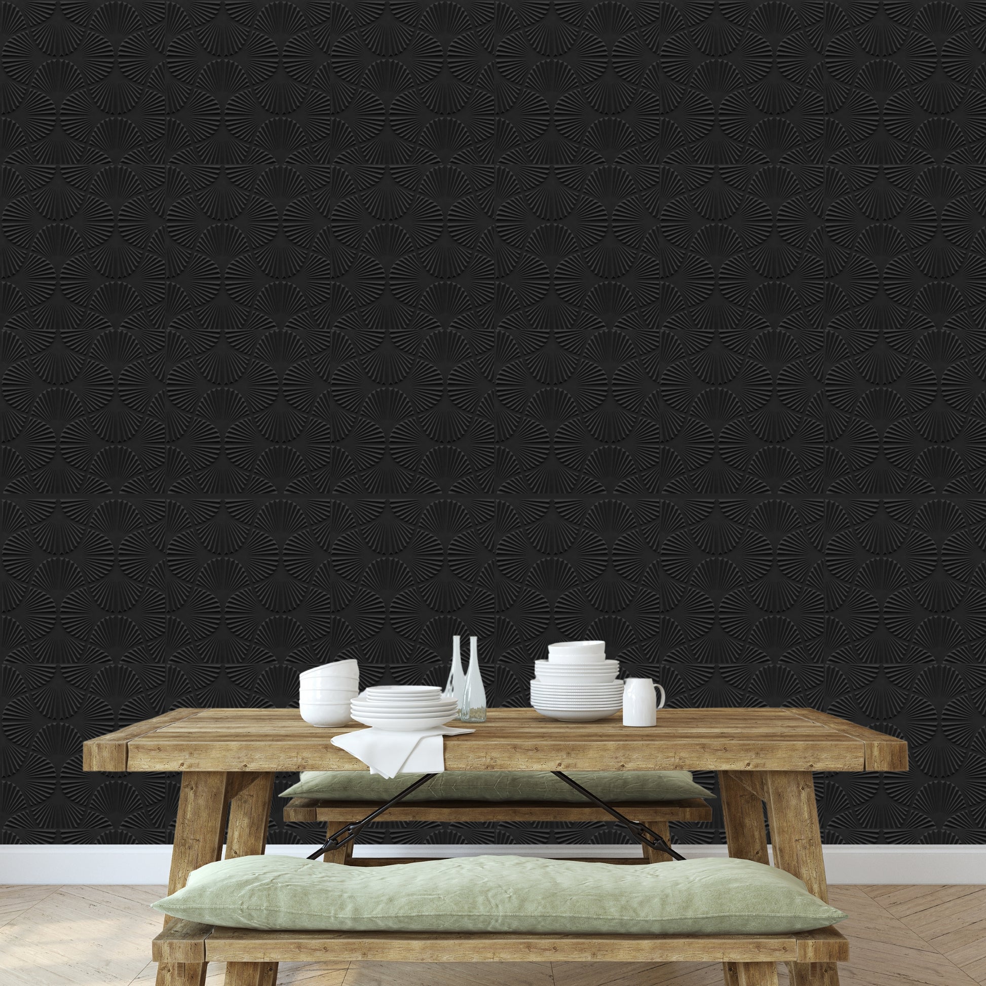 Matt Black Self Adhesive Panels Hand Fan Design