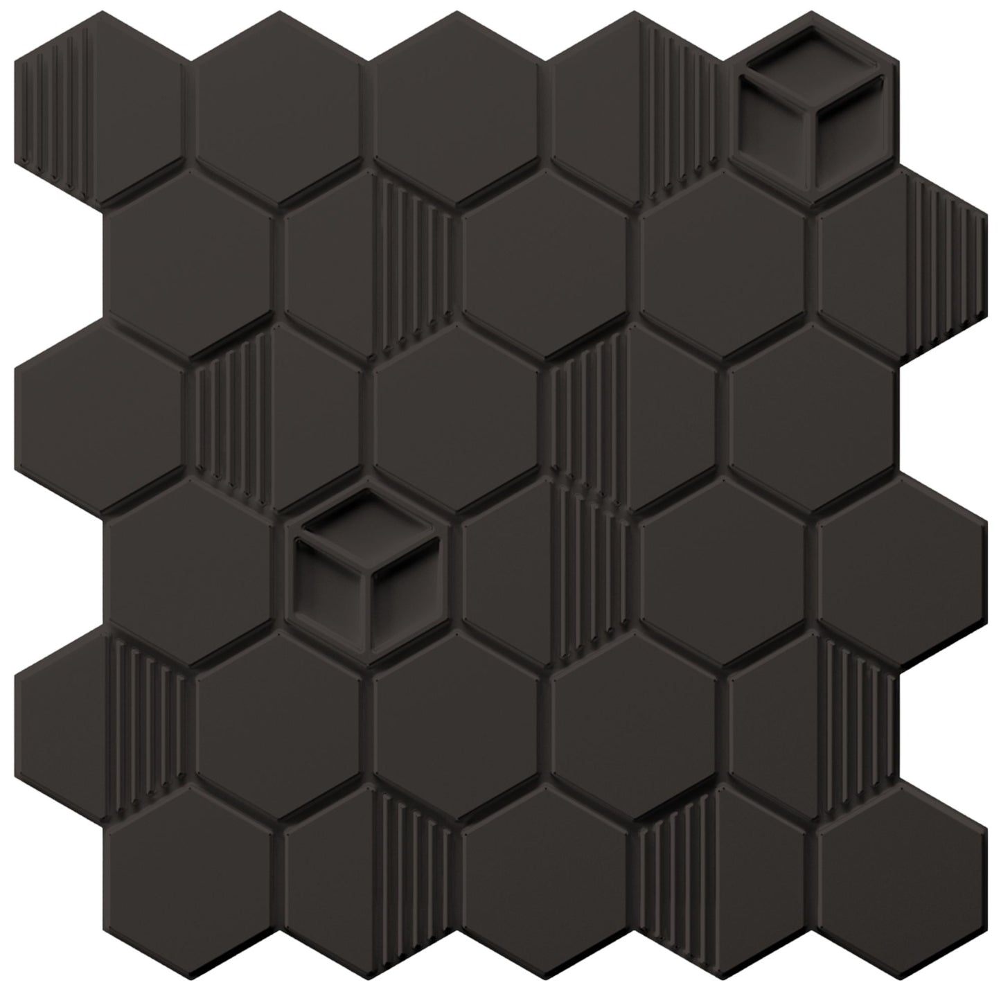 Classic Black Self Adhesive Panels Hexagon Design
