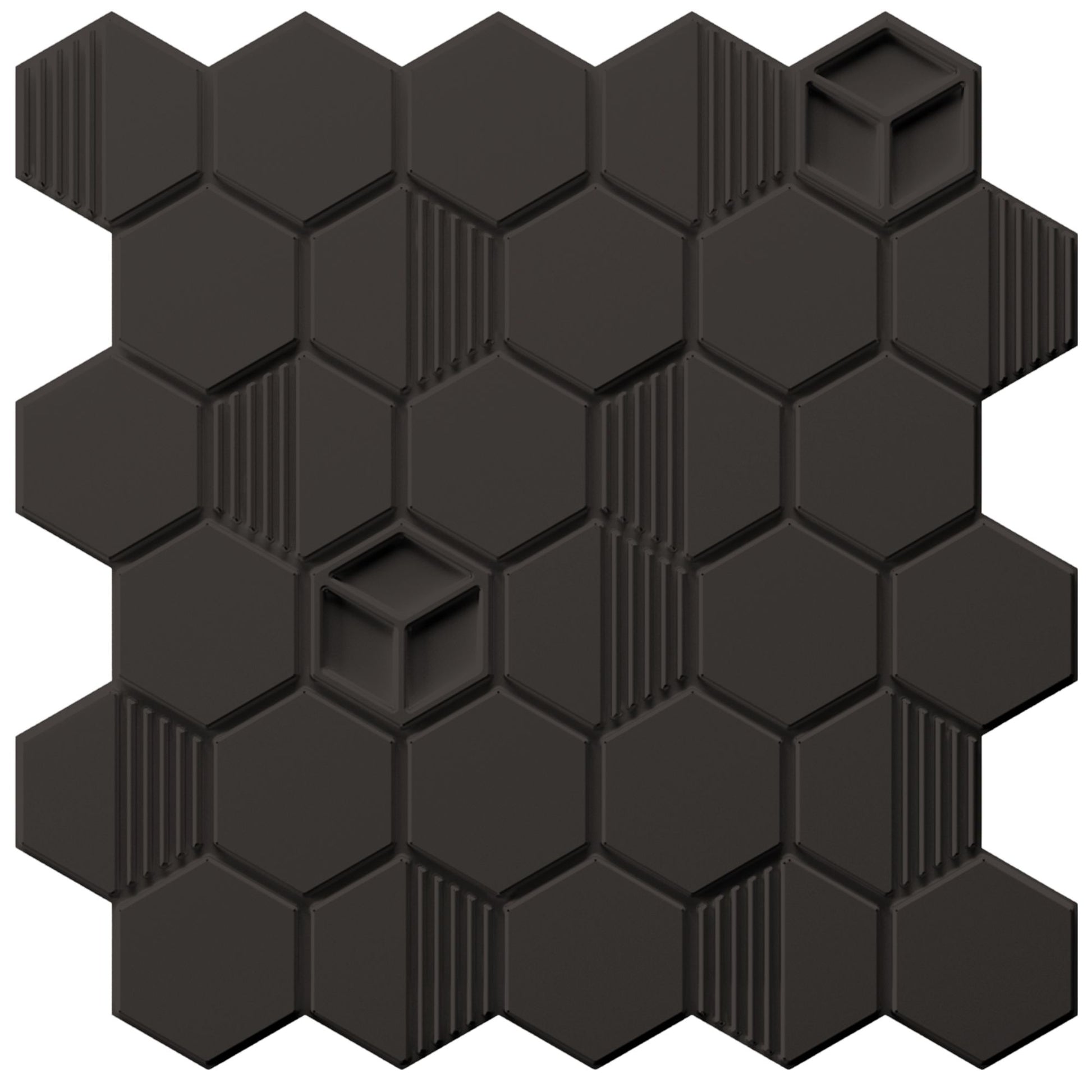 Classic Black Self Adhesive Panels Hexagon Design
