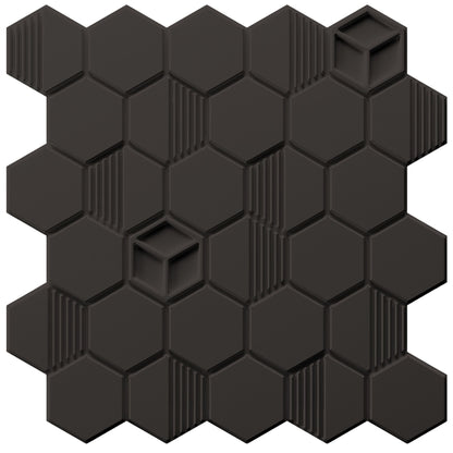 Classic Black Self Adhesive Panels Hexagon Design
