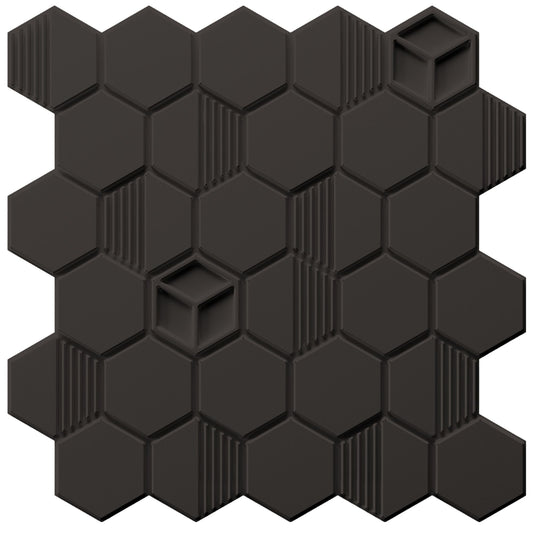 Classic Black Self Adhesive Panels Hexagon Design
