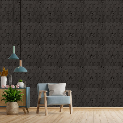 Classic Black Self Adhesive Panels Hexagon Design
