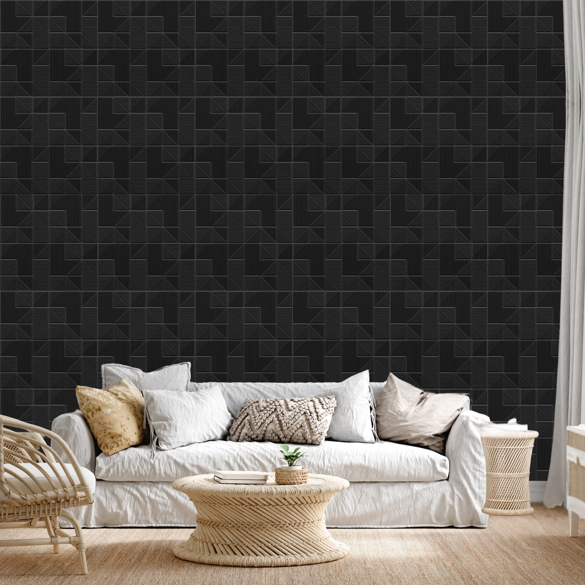 Black Self Adhesive Panels Stripe Design
