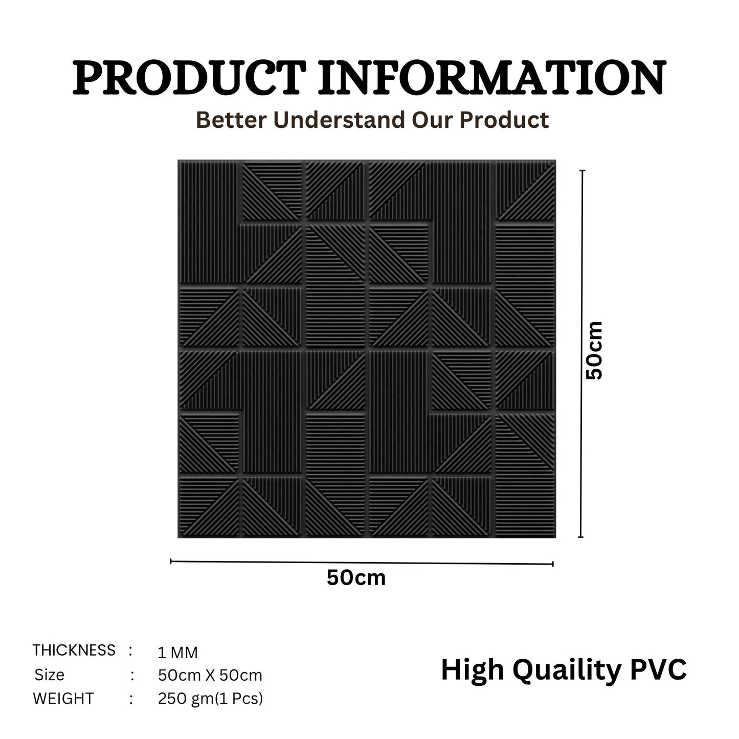 Black Self Adhesive Panels Stripe Design