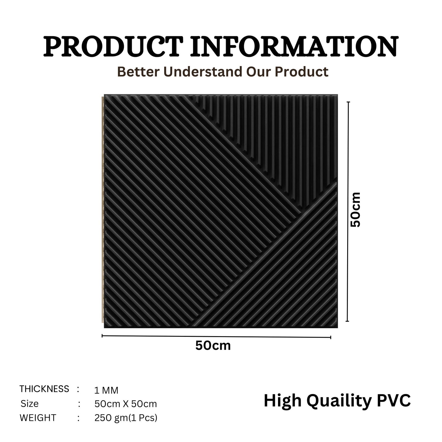 Classic Black Self Adhesive Panels Stripe Design