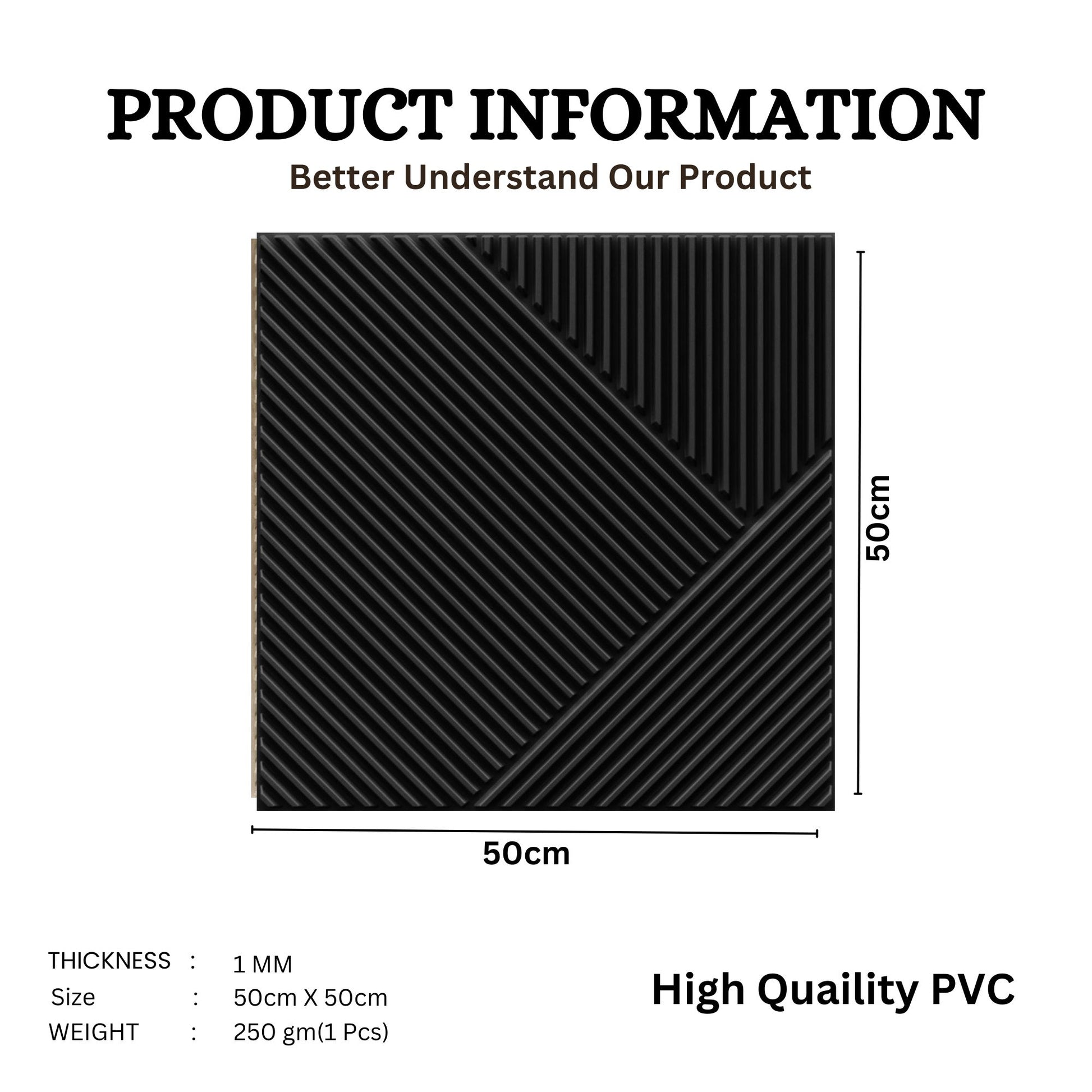 Classic Black Self Adhesive Panels Stripe Design