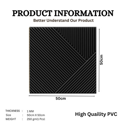 Classic Black Self Adhesive Panels Stripe Design