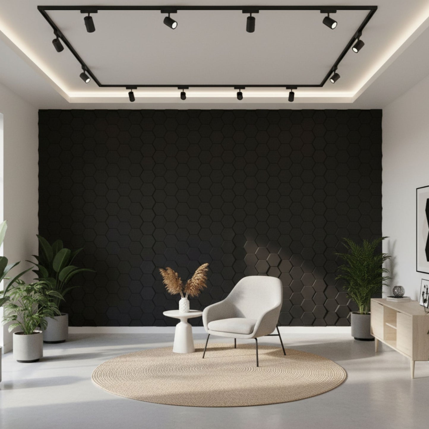 Black 3D Wall Panels Hexagon Design-td038