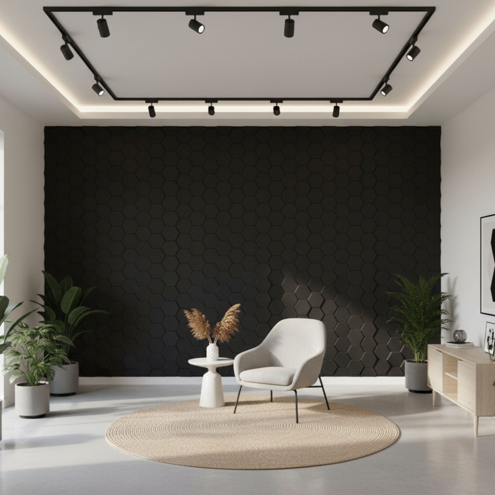 Black 3D Wall Panels Hexagon Design-td038