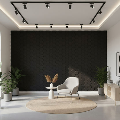 Black 3D Wall Panels Hexagon Design-td038