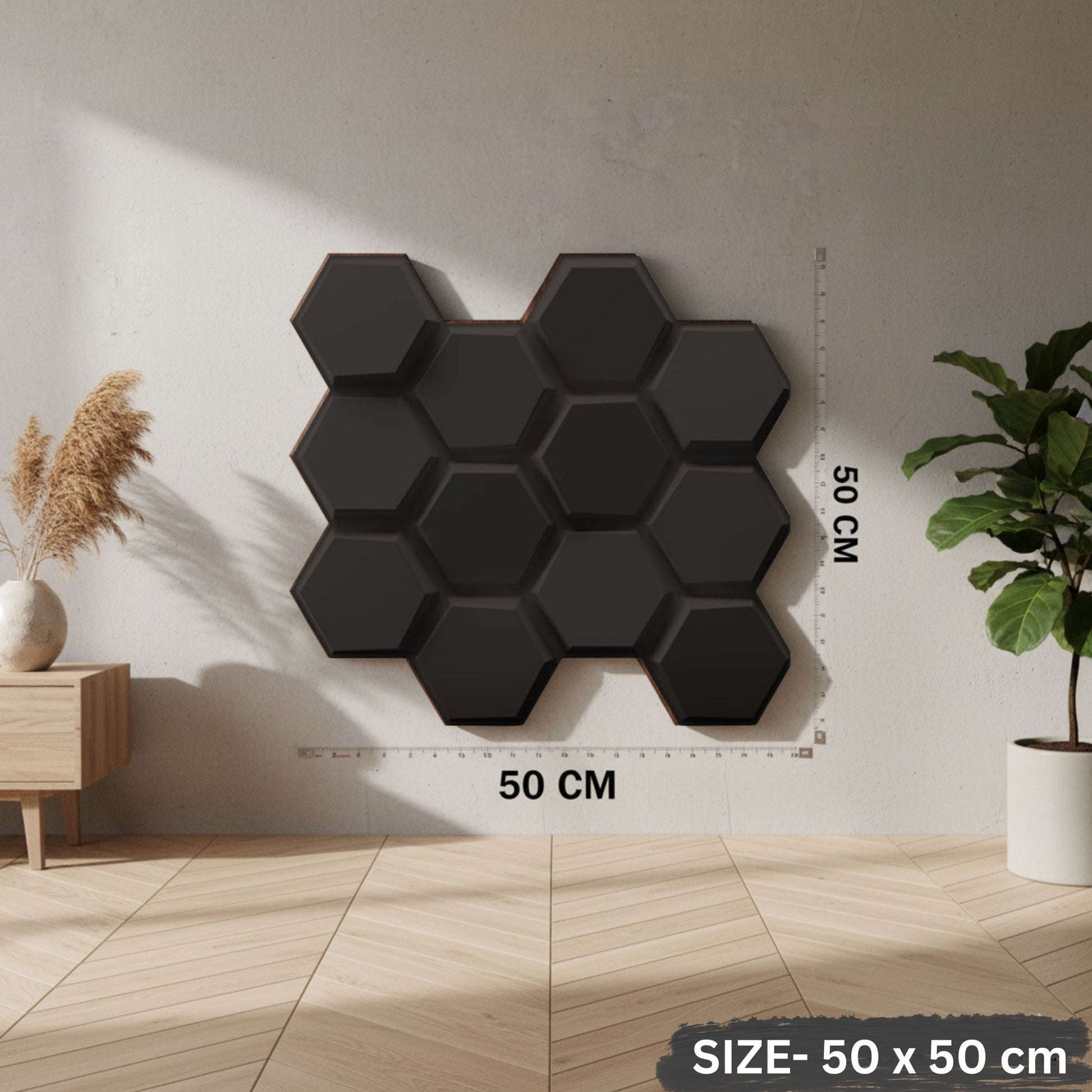 Black 3D Wall Panels Hexagon Design-td038