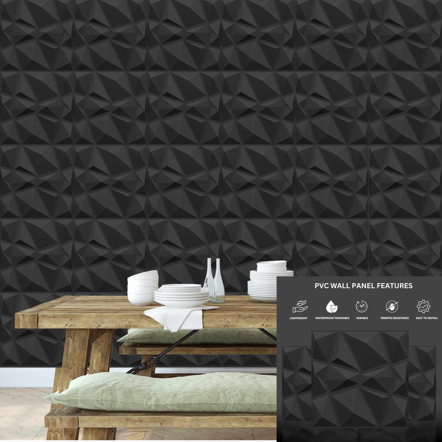 3D Wall Panels - PVC Stone Design 50X50 cm