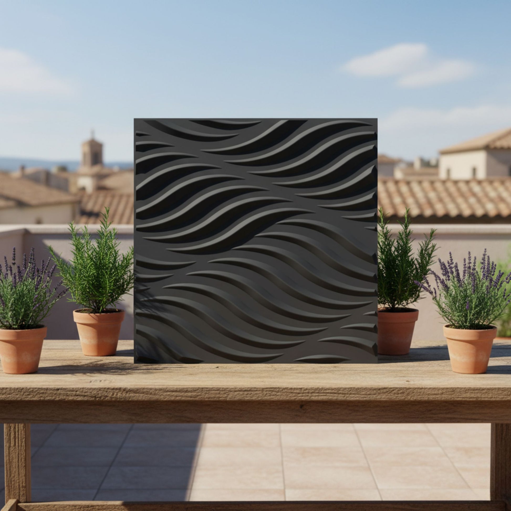 Black 3D Wall Panels Swirl Design front