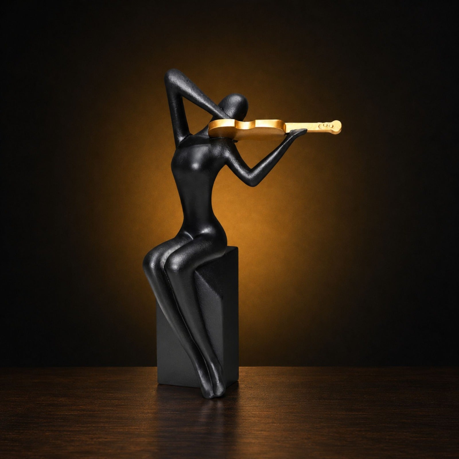 Black Abstract Musician Playing Violin Decorative Showpiece for Home Decor