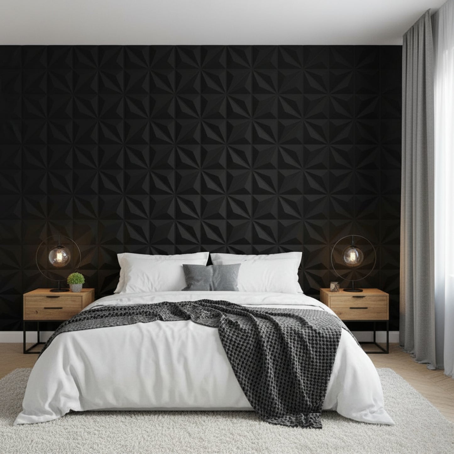 Black Crystal Design 3D Wall Panel Front View-2