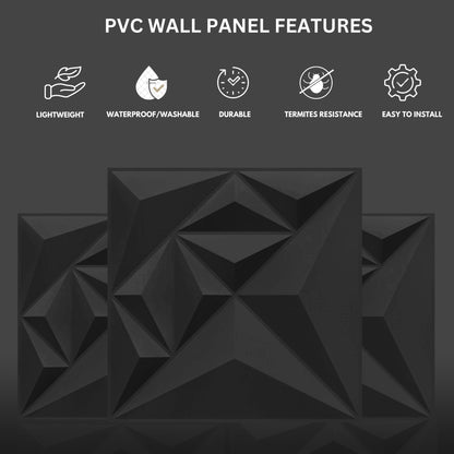 Matt Black Diamond Design 3D Wall Panel-4