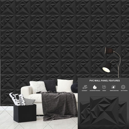 Matt Black Diamond Design 3D Wall Panel-3