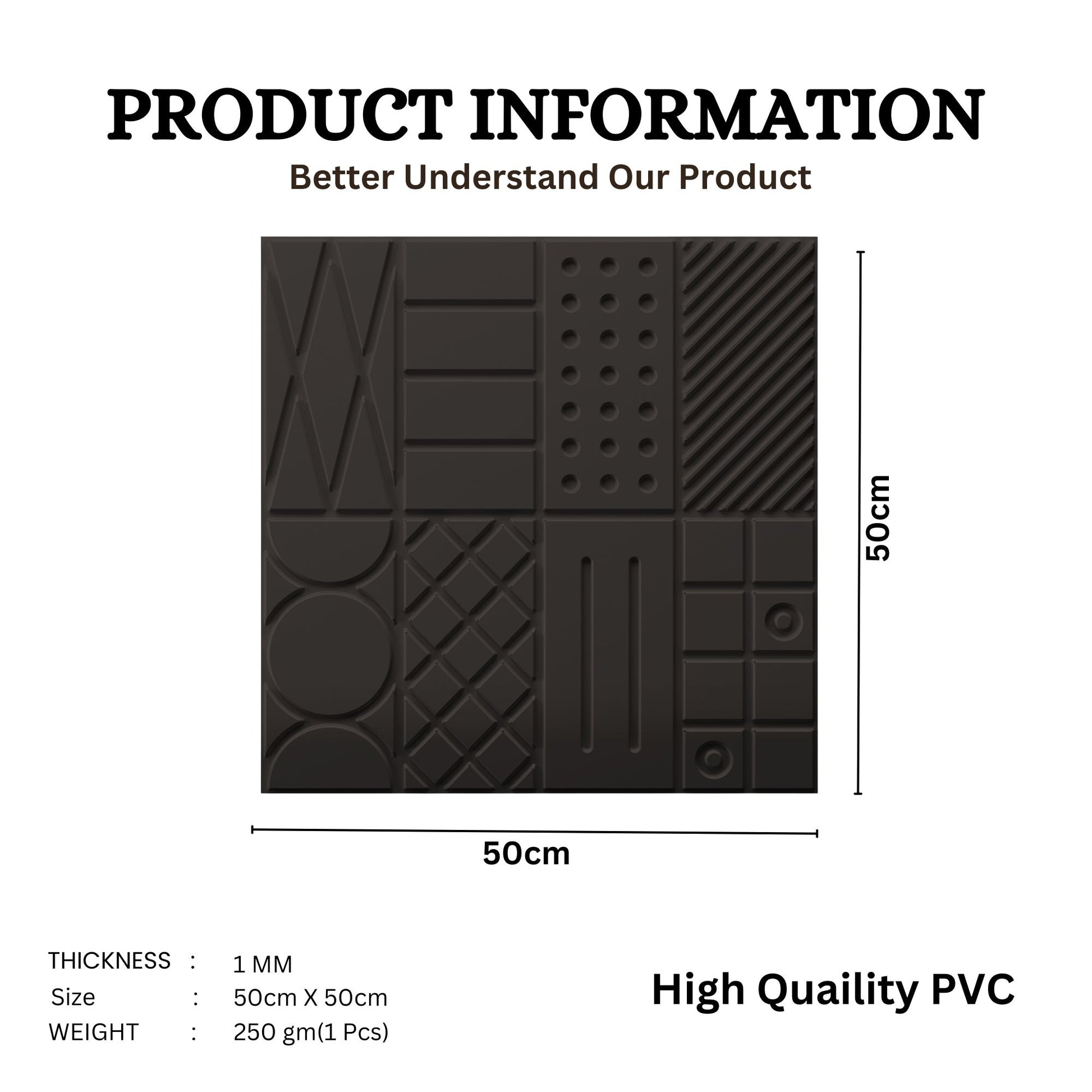 Black Self Adhesive Panels Square Design