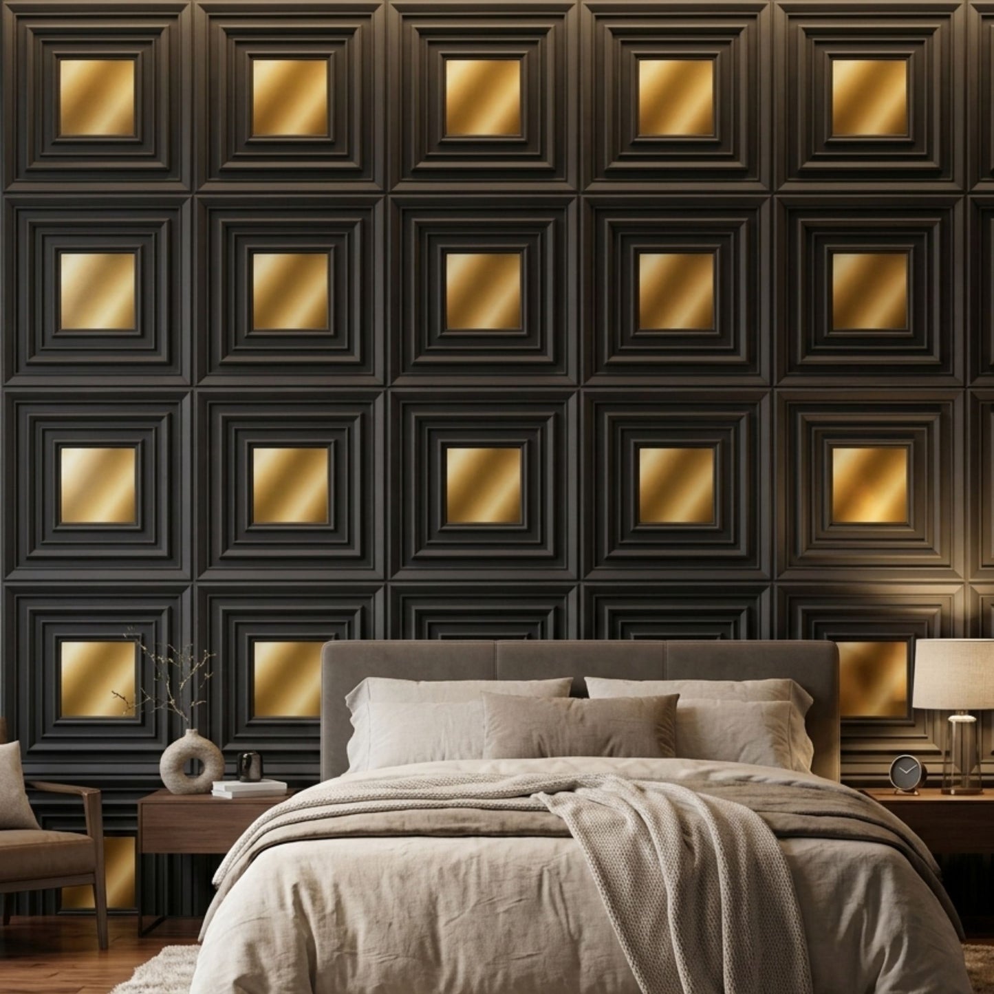 Black Gold Accent Design Acrylic 3D Wall Panel-1
