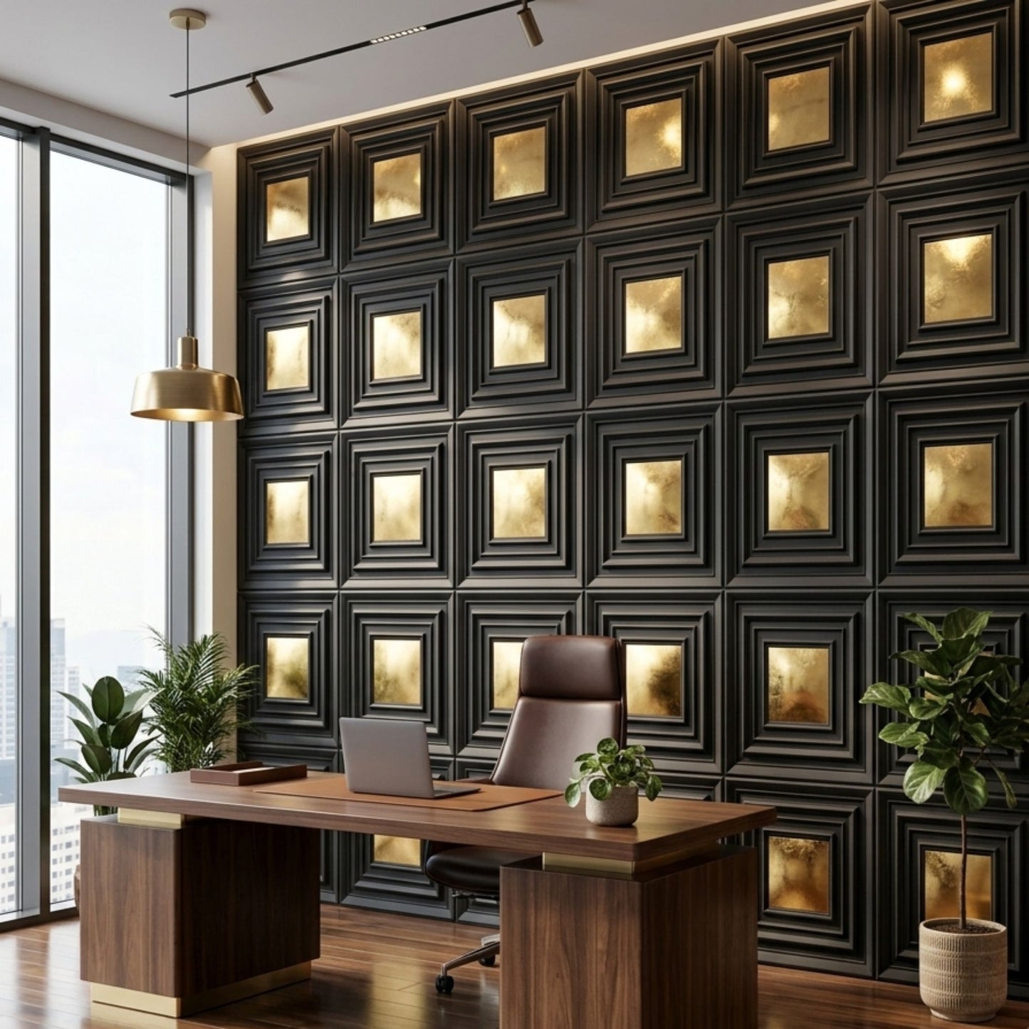 Black Gold Accent Design Acrylic 3D Wall Panel-2