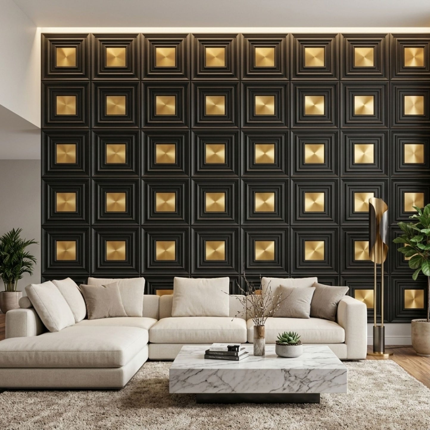 Black Gold Accent Design Acrylic 3D Wall Panel-3