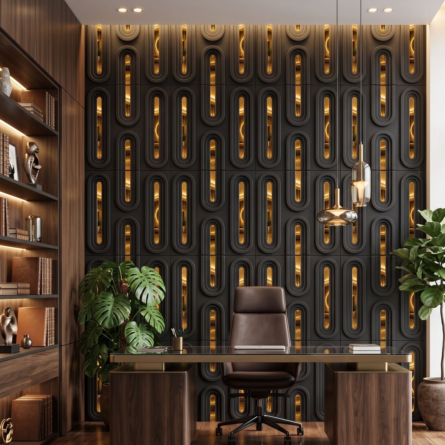 Black Gold Acrylic Loops Design 3D Wall Panel-2