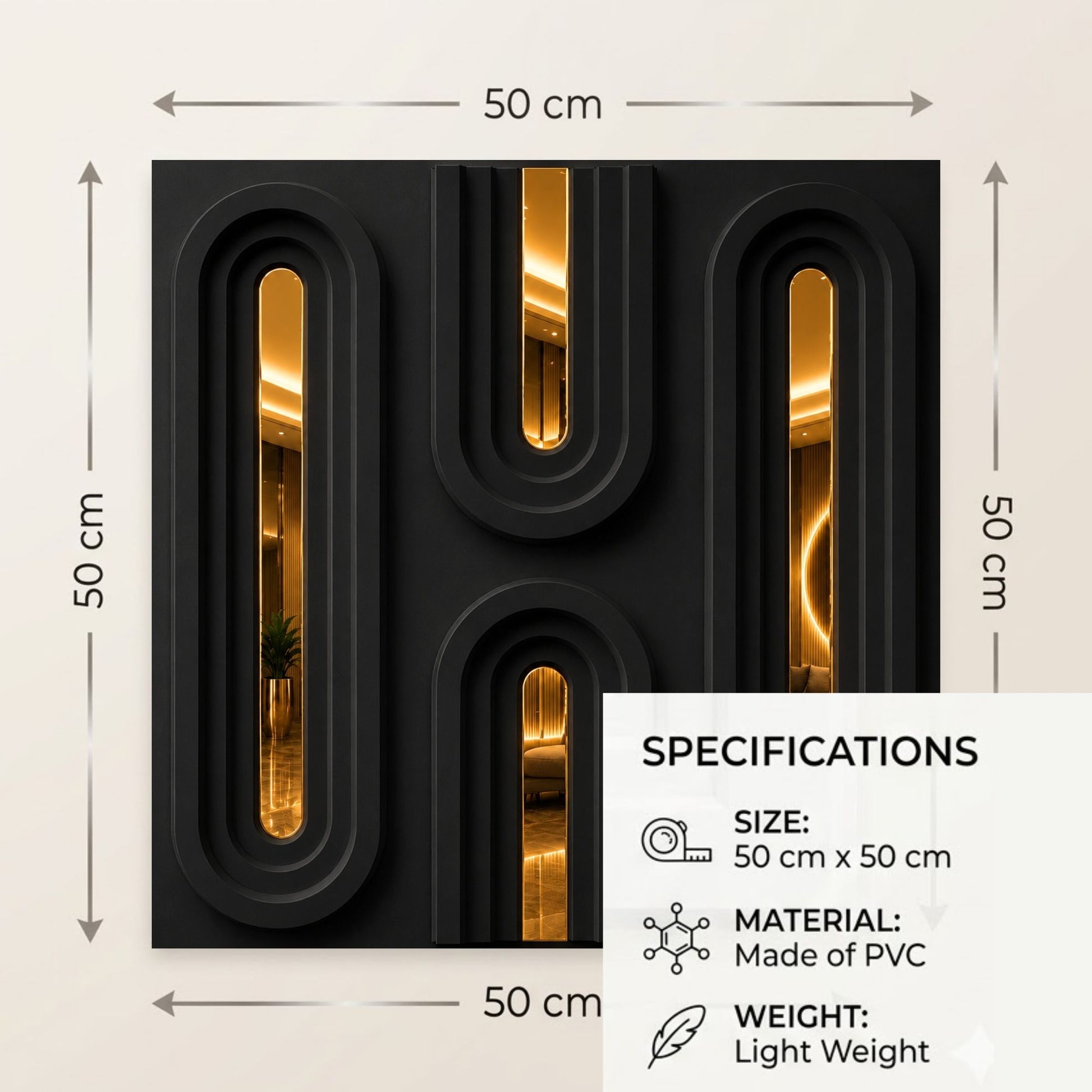 Black Gold Acrylic Loops Design 3D Wall Panel-4