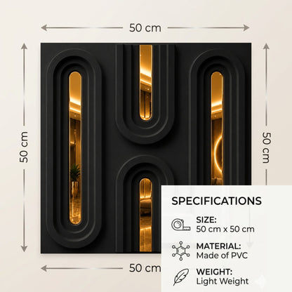 Black Gold Acrylic Loops Design 3D Wall Panel-4