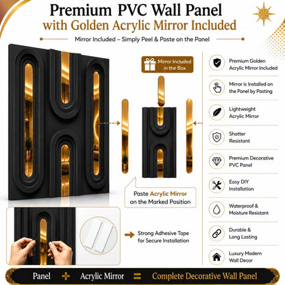 Black Gold Acrylic Loops Design 3D Wall Panel-6