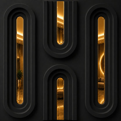 Black Gold Acrylic Loops Design 3D Wall Panel