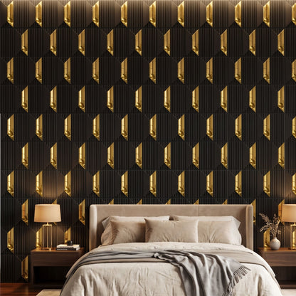 Black Gold Artisan Design Acrylic 3D Wall Panel-1