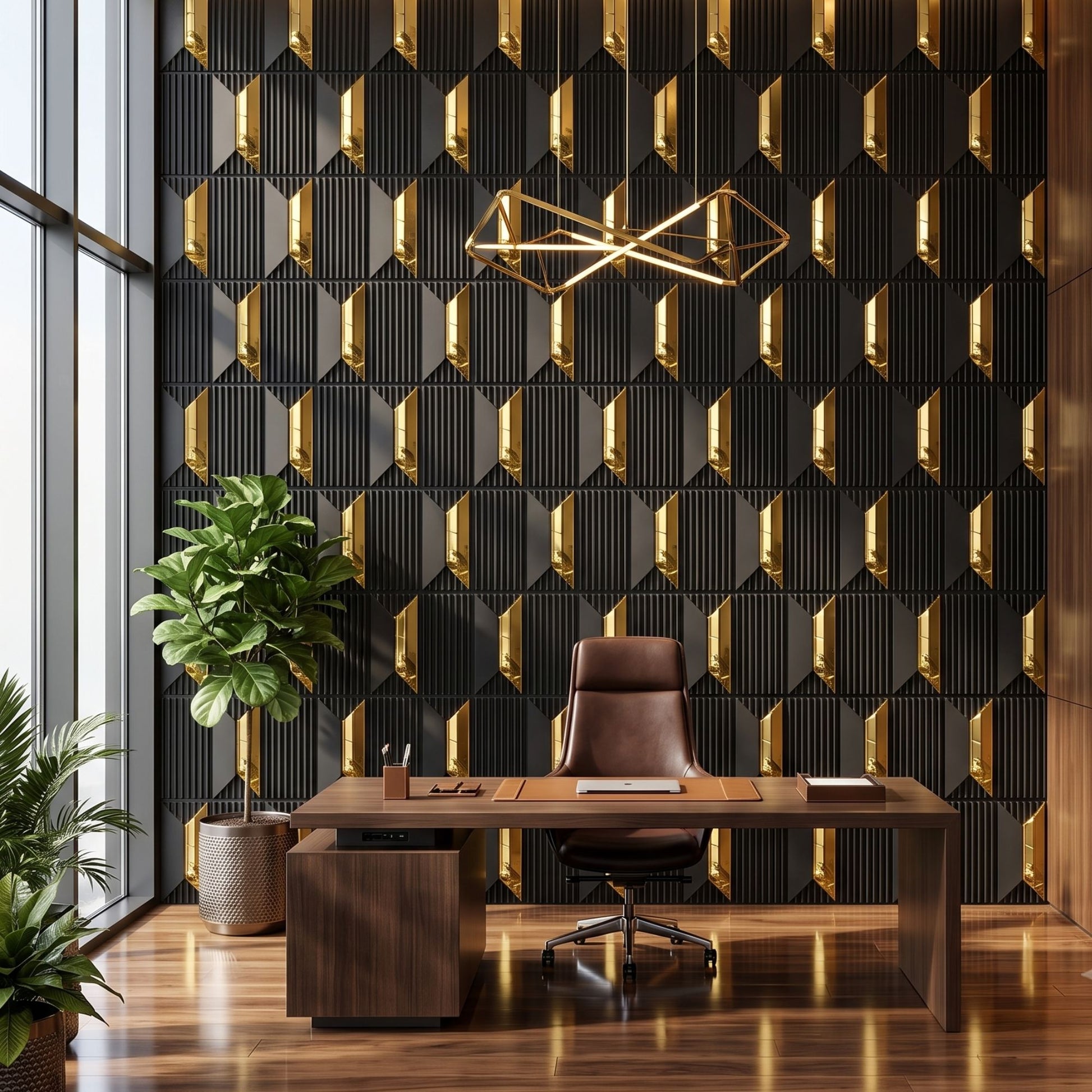 Black Gold Artisan Design Acrylic 3D Wall Panel-2