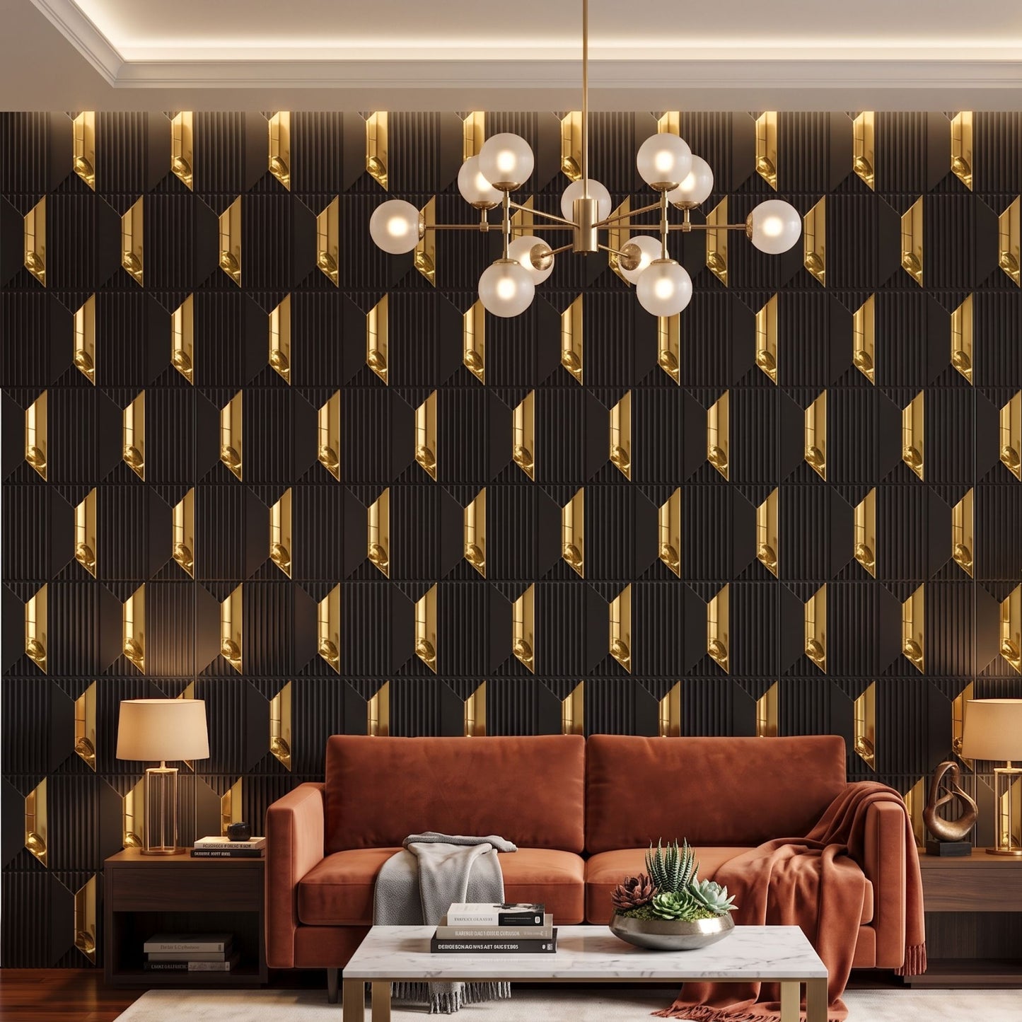 Black Gold Artisan Design Acrylic 3D Wall Panel-3