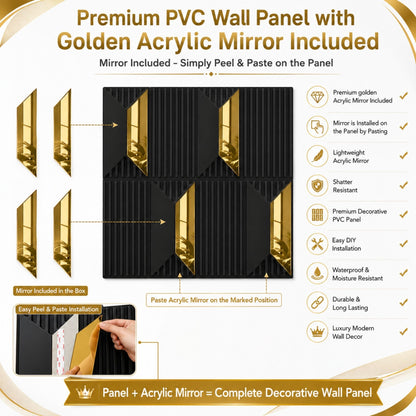 Black Gold Artisan Design Acrylic 3D Wall Panel-5