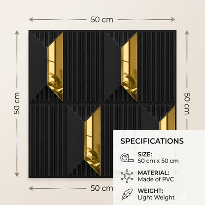 Black Gold Artisan Design Acrylic 3D Wall Panel-6