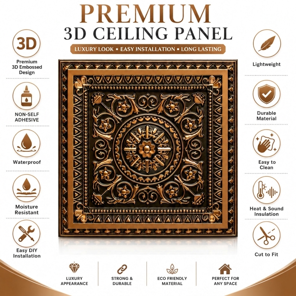 Black Gold Rajwada Design 3D ceiling Panel-3