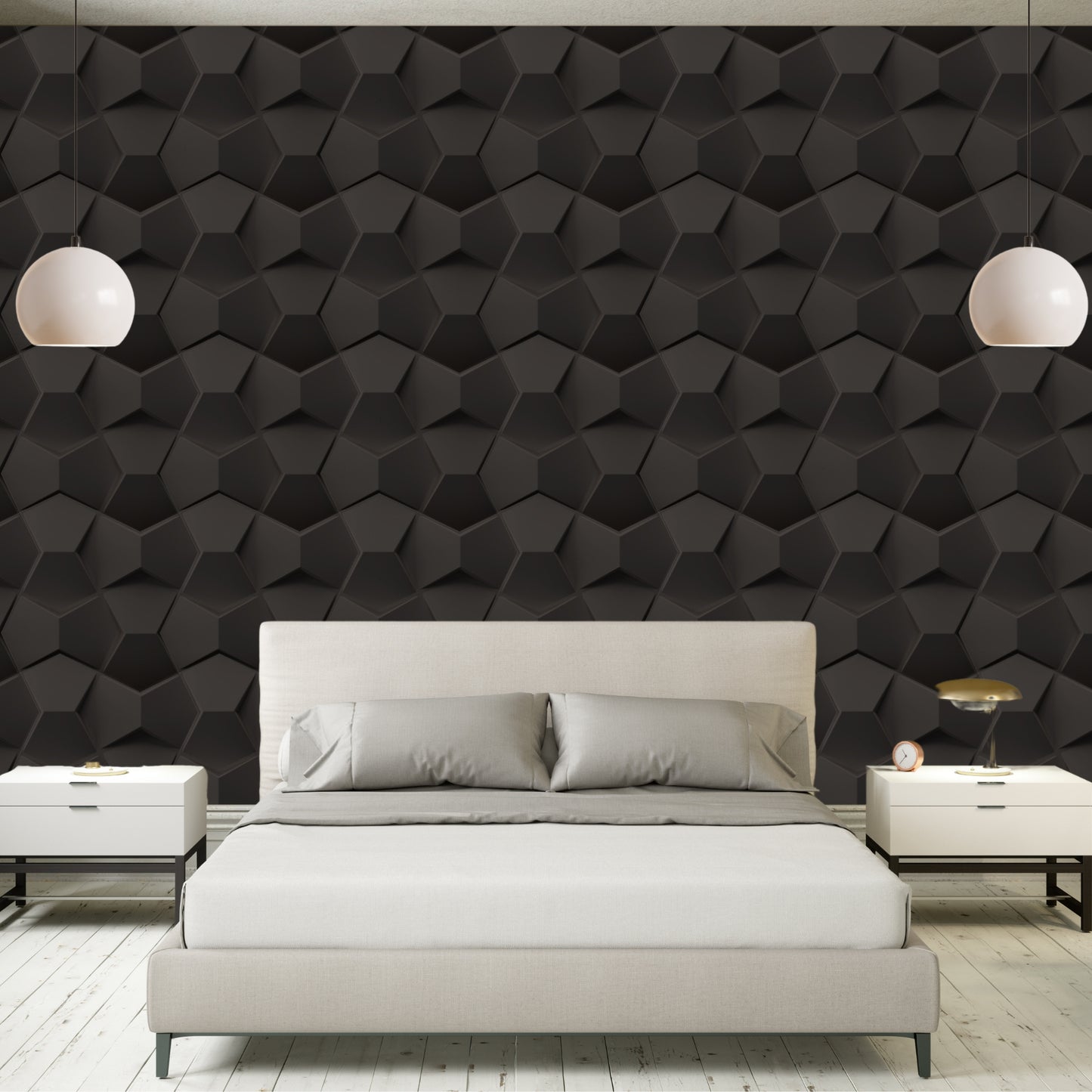 black 3D Wall Panels Small Diamond Design