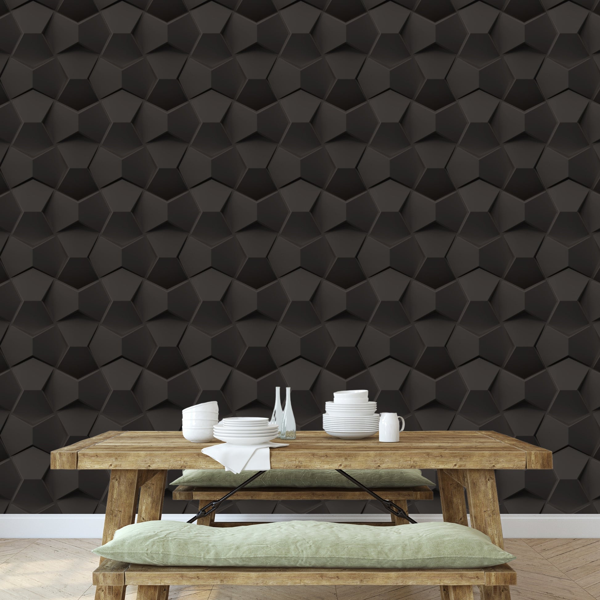 black 3D Wall Panels Small Diamond Design